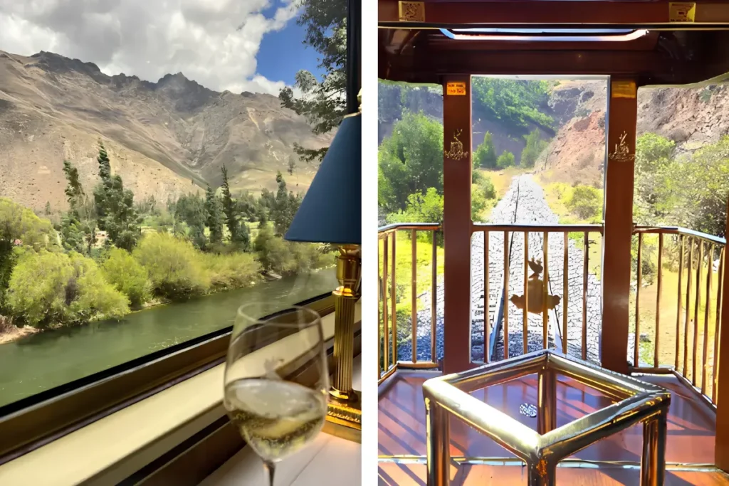 Elegant interior of the Hiram Bingham luxury train