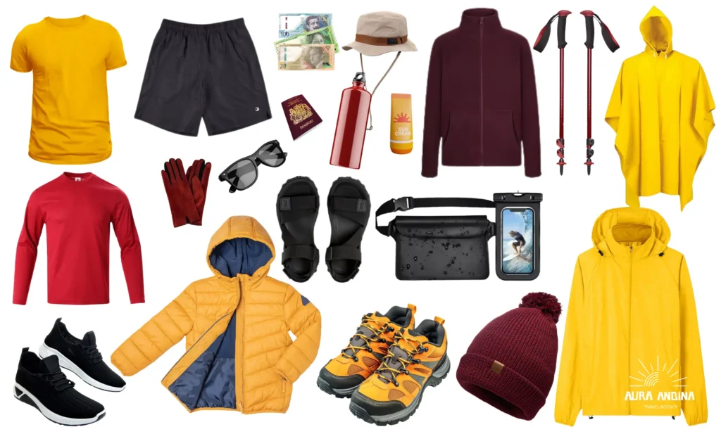 Packing list for 10 days in Peru with essential clothing, footwear, and accessories